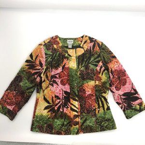 Vtg Chico's Design  S 1 Jacket Top Multicolor Button Up Womens RN 79984